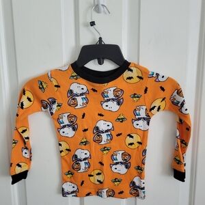 AME Peanuts Snoopy Woodstock Bats Long Sleeve Halloween Orange Sleep Shirt 5T
